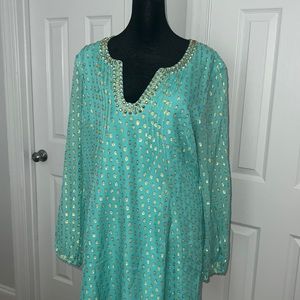 Lily Pulitzer dress - turquoise and gold